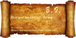 Burgermeister Irma névjegykártya